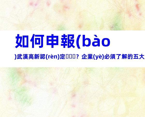 如何申報(bào)武漢高新認(rèn)定？企業(yè)必須了解的五大關(guān)鍵點(diǎn)